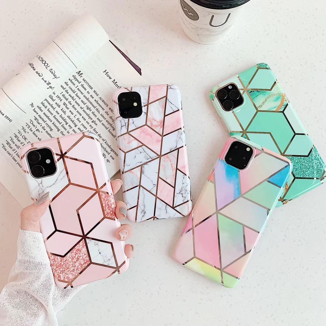Rainbow Case for iPhone 14 13 12 11 Pro Max XR XS Marble Phone Shockproof Cover Silicone - For iphone  13