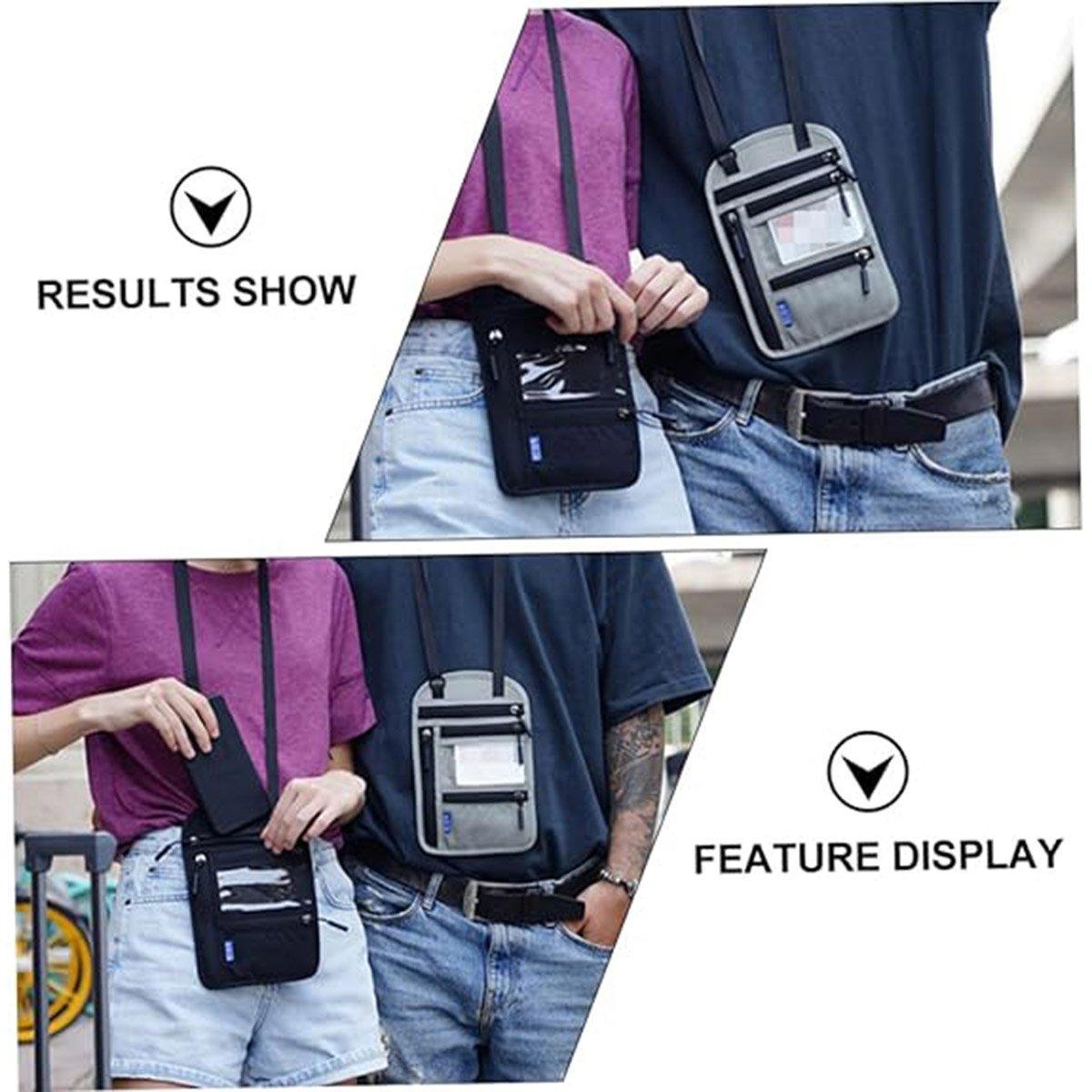 Multi-Functional Travel Passport Document Bag Protective Case Cover Holder - Black