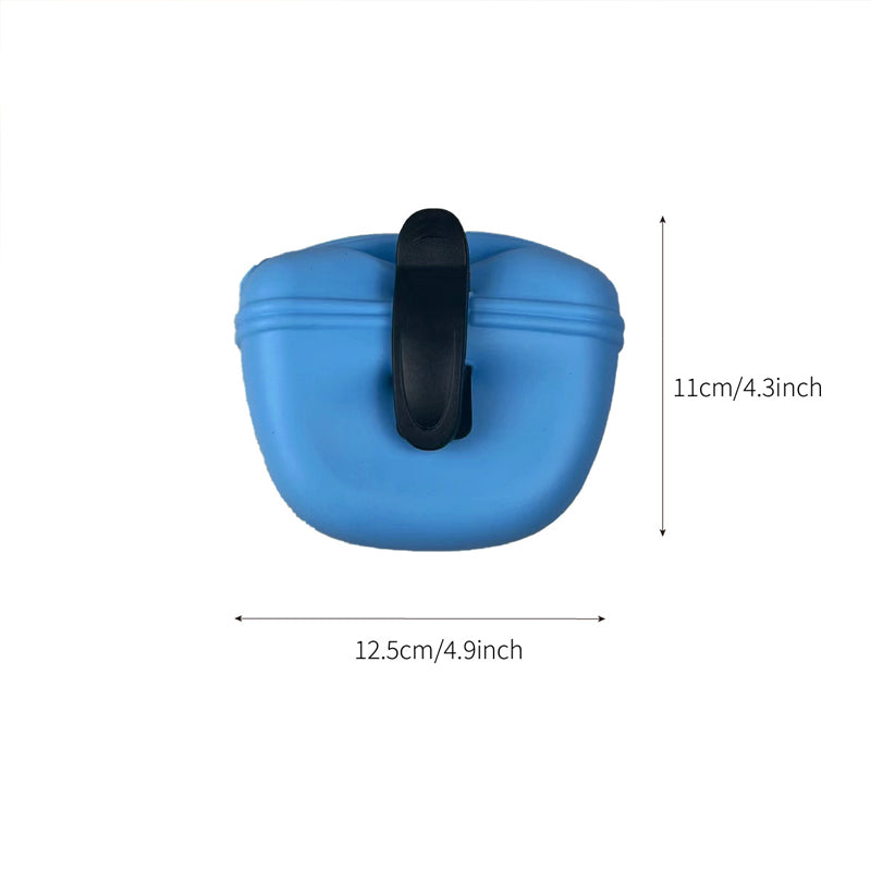 Dog Training Treat Bag Silicone Pet Pouch with Clip Waist Belt Snack Holder - Black