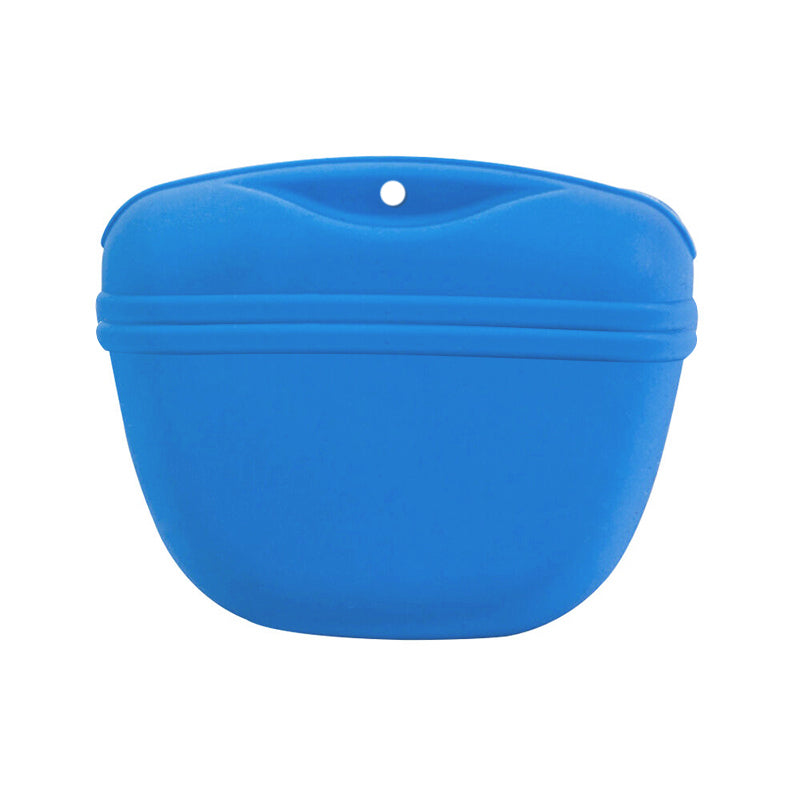 Dog Training Treat Bag Silicone Pet Pouch with Clip Waist Belt Snack Holder - Black