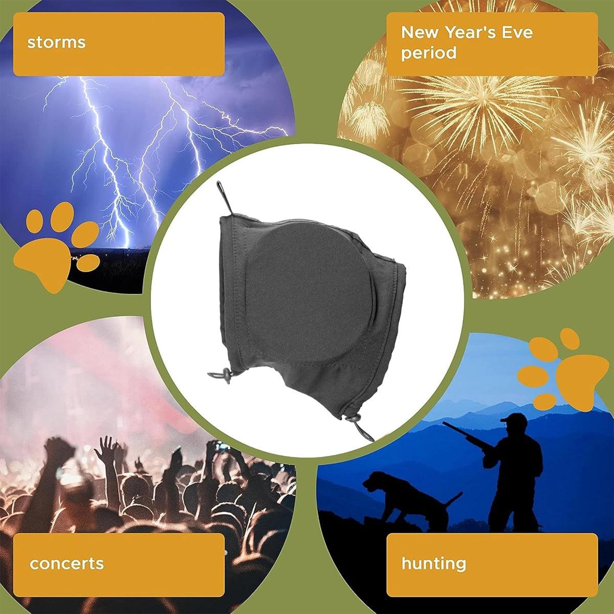 Black Adjustable Dog Ear Muffs Noise Reducing Pet Headwrap Protective Ear Cover - L