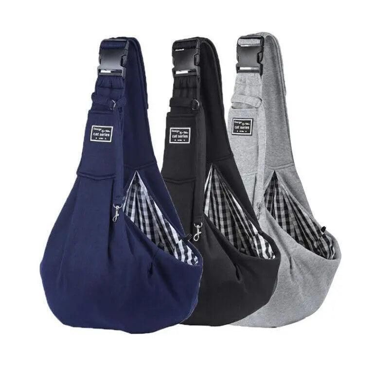 Portable Pet Sling Carrier Shoulder Bag for Small Dogs and Cats Travel Outdoor - Black