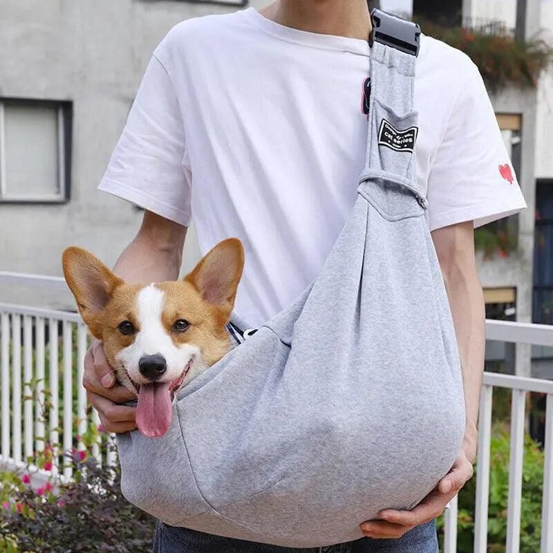 Portable Pet Sling Carrier Shoulder Bag for Small Dogs and Cats Travel Outdoor - Black