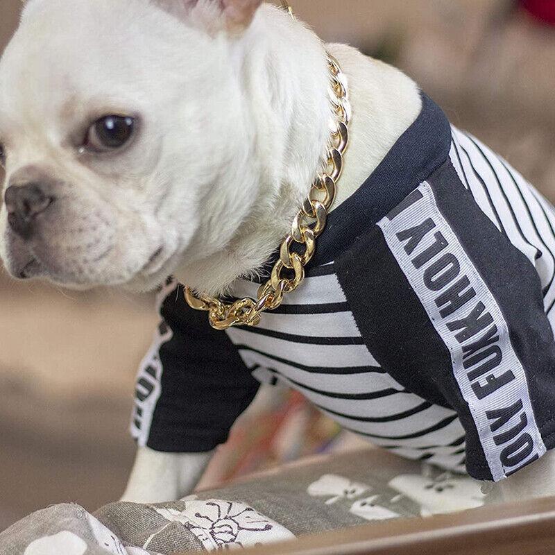 Dog Chain Collar Heavy Duty Choker Double Pet Slip Check Twist Link Chrome Chain Gold - 45CM