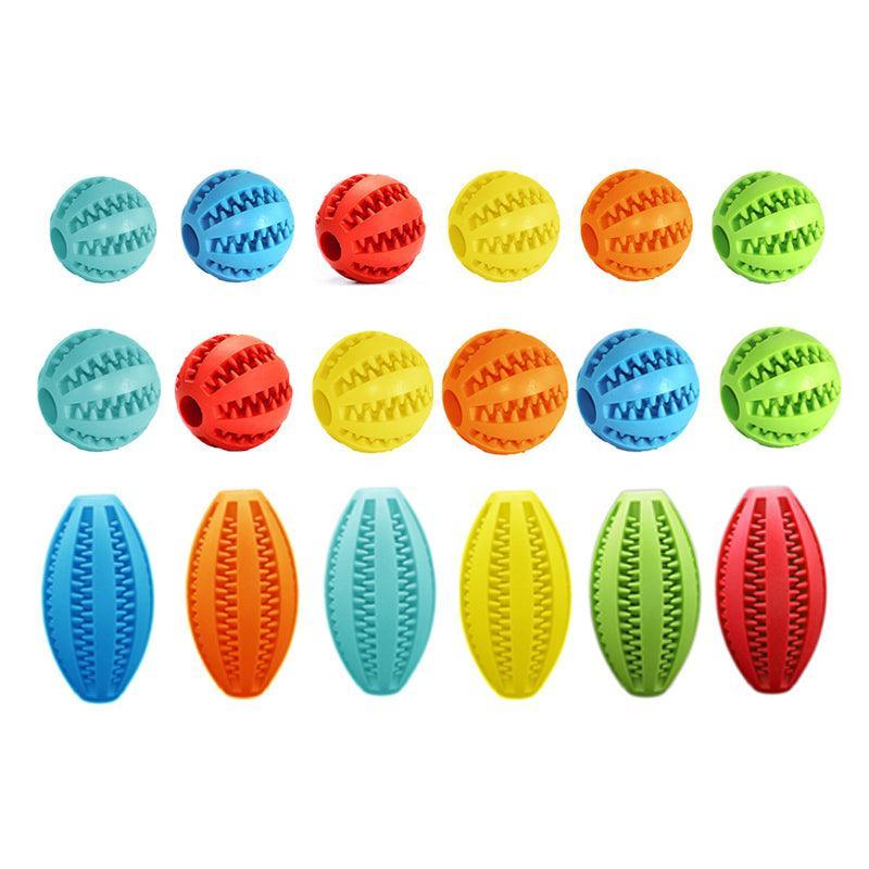Dog Chew Toy Rubber Ball Treat Dispenser Dental Cleaning Training Play Ball - Dark Blue Spherical (Small)