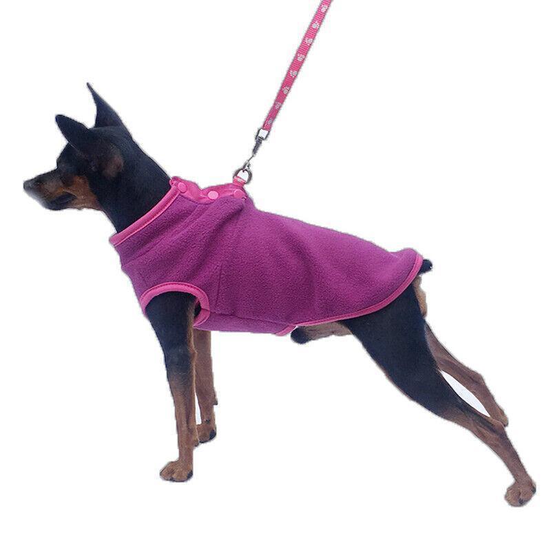 M Pet Dog Puppy Winter Warm Fleece Jumper Vest Coat Jacket Apparel Clothes Outdoor - Blue