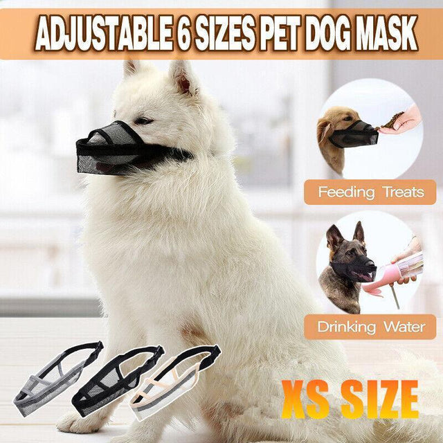 Adjustable XS Size Pet Dog Mask Mouth Muzzle Anti Barking Bite Stop Chewing Mask - Grey