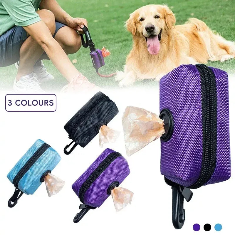 Dog Poop Bag Holder Pet Puppy Garbage Waste Pick Up Bags Dispenser Pouch Outdoor - Blue