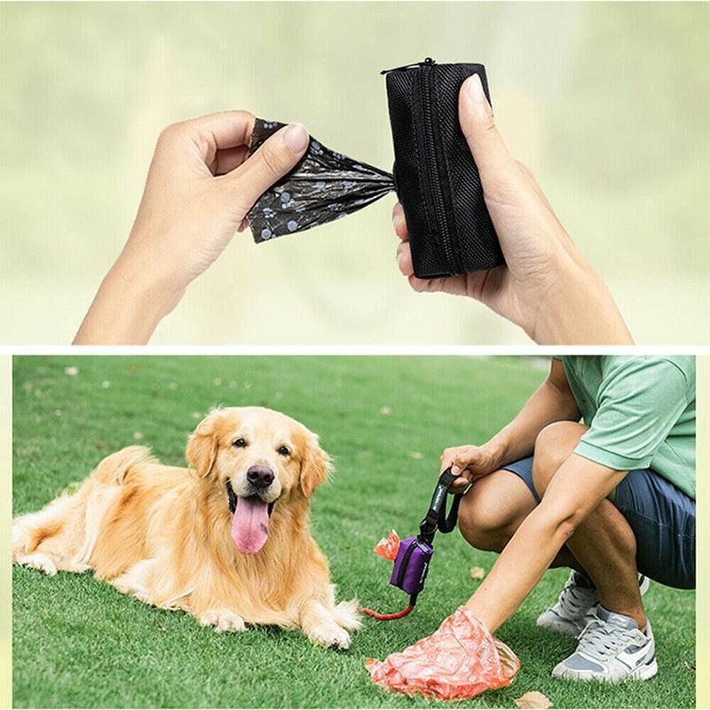 Dog Poop Bag Holder Pet Puppy Garbage Waste Pick Up Bags Dispenser Pouch Outdoor - Blue