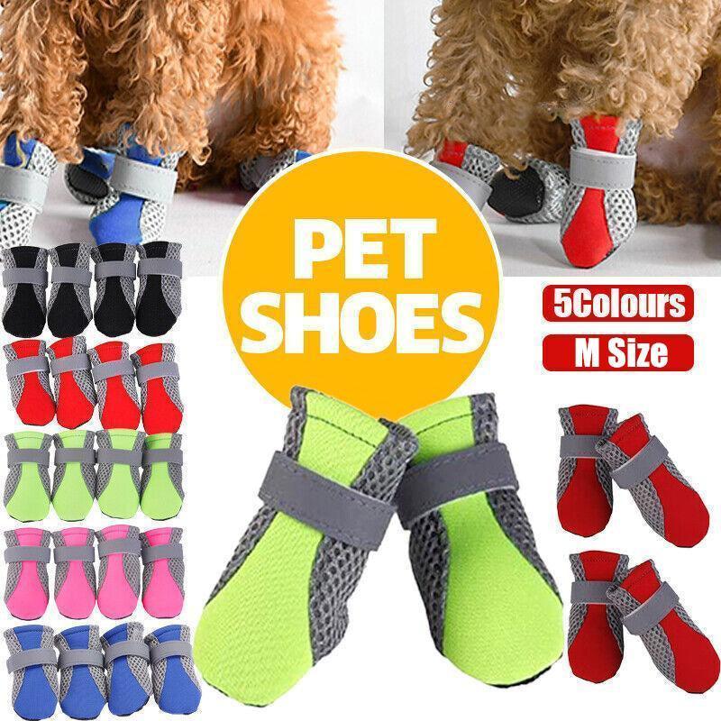 4PCS M Size Anti Slip Waterproof Protective Dog Shoes Rain Boots Pet Socks Booties - Black