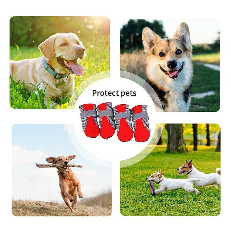 4PCS M Size Anti Slip Waterproof Protective Dog Shoes Rain Boots Pet Socks Booties - Black