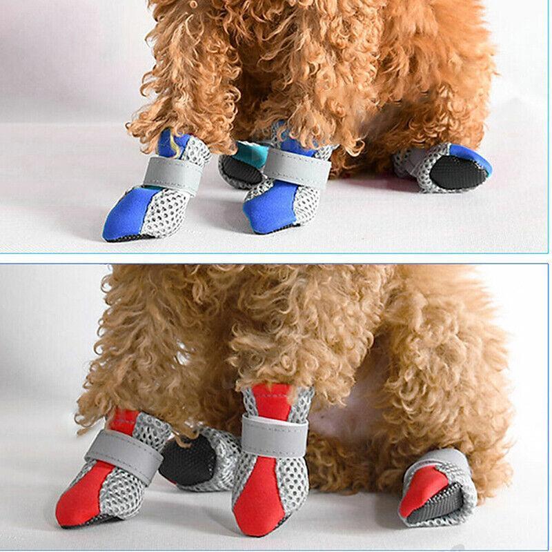 4PCS S Size Anti Slip Waterproof Protective Dog Shoes Rain Boots Pet Socks Booties - Rose Red
