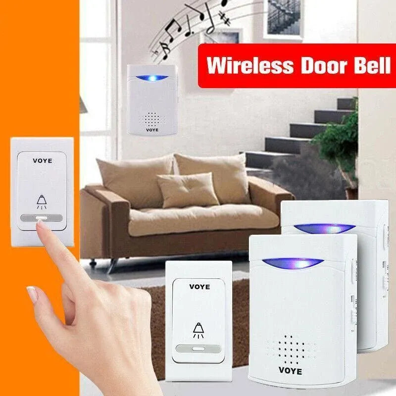 Wireless Door Bell Doorbell Set Digital Remote Control 1 or 2 Receivers 38 Chimes - 1 Transmitter +1 Receiver