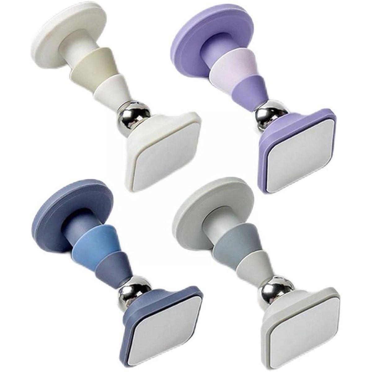 Silicone Silent Door Stopper with Suction Base and Secure Hold Catch Design - Grey