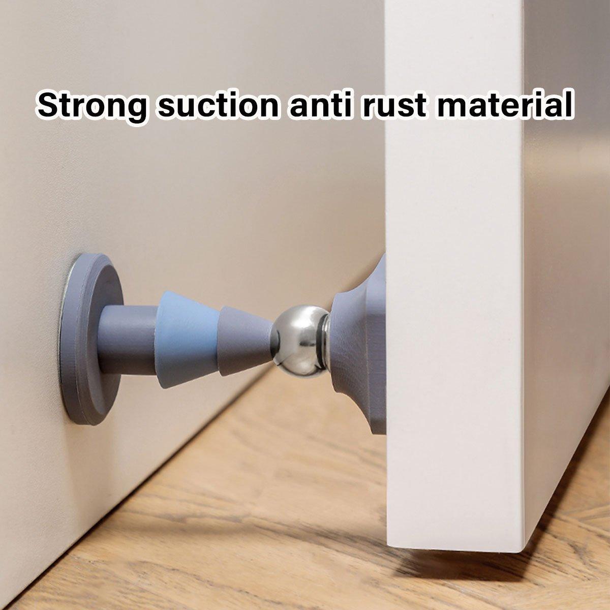 Silicone Silent Door Stopper with Suction Base and Secure Hold Catch Design - Purple