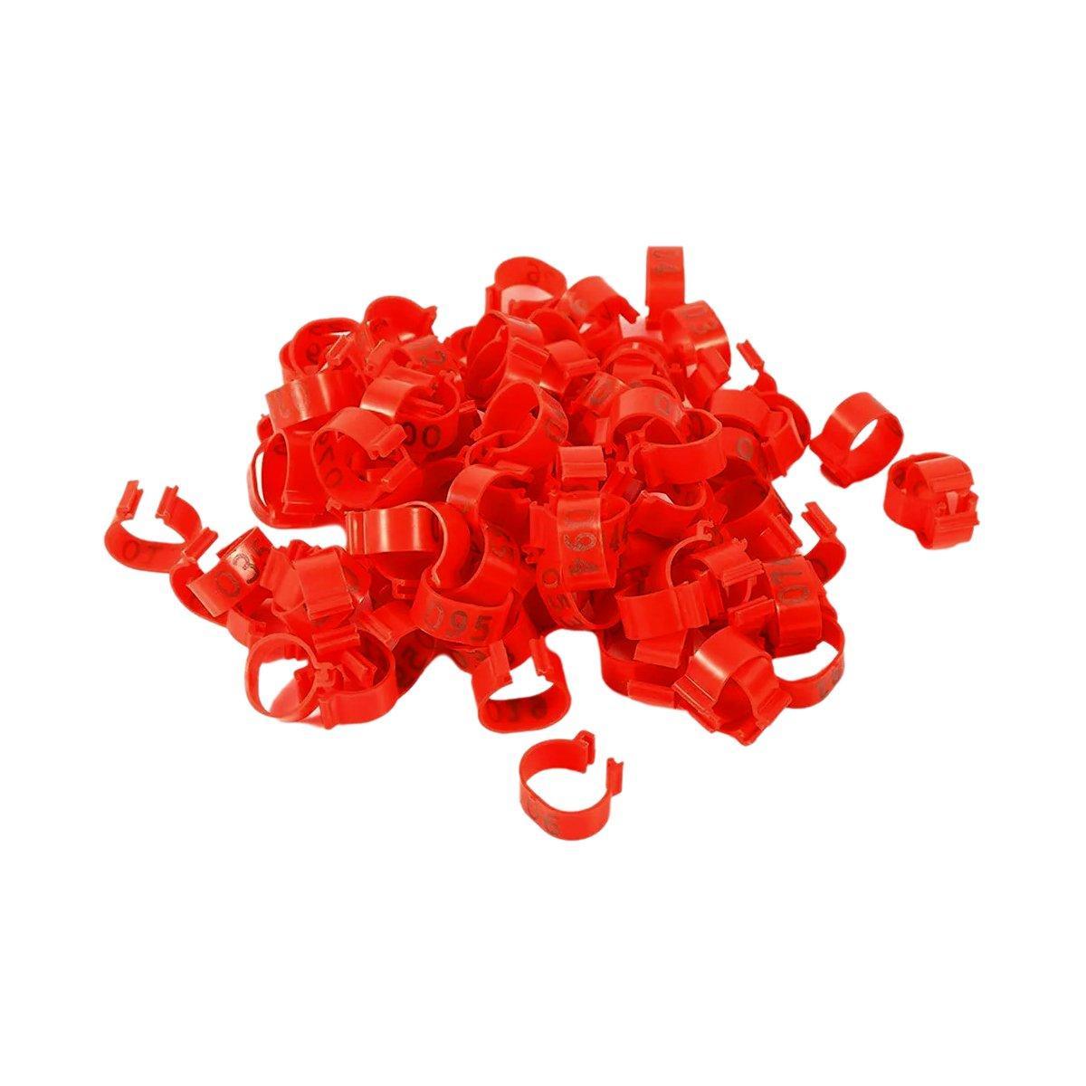 100X 001-100 Digital Numbered Bird Leg Band Rings Clip For Pigeon Parrot Poultry - Black