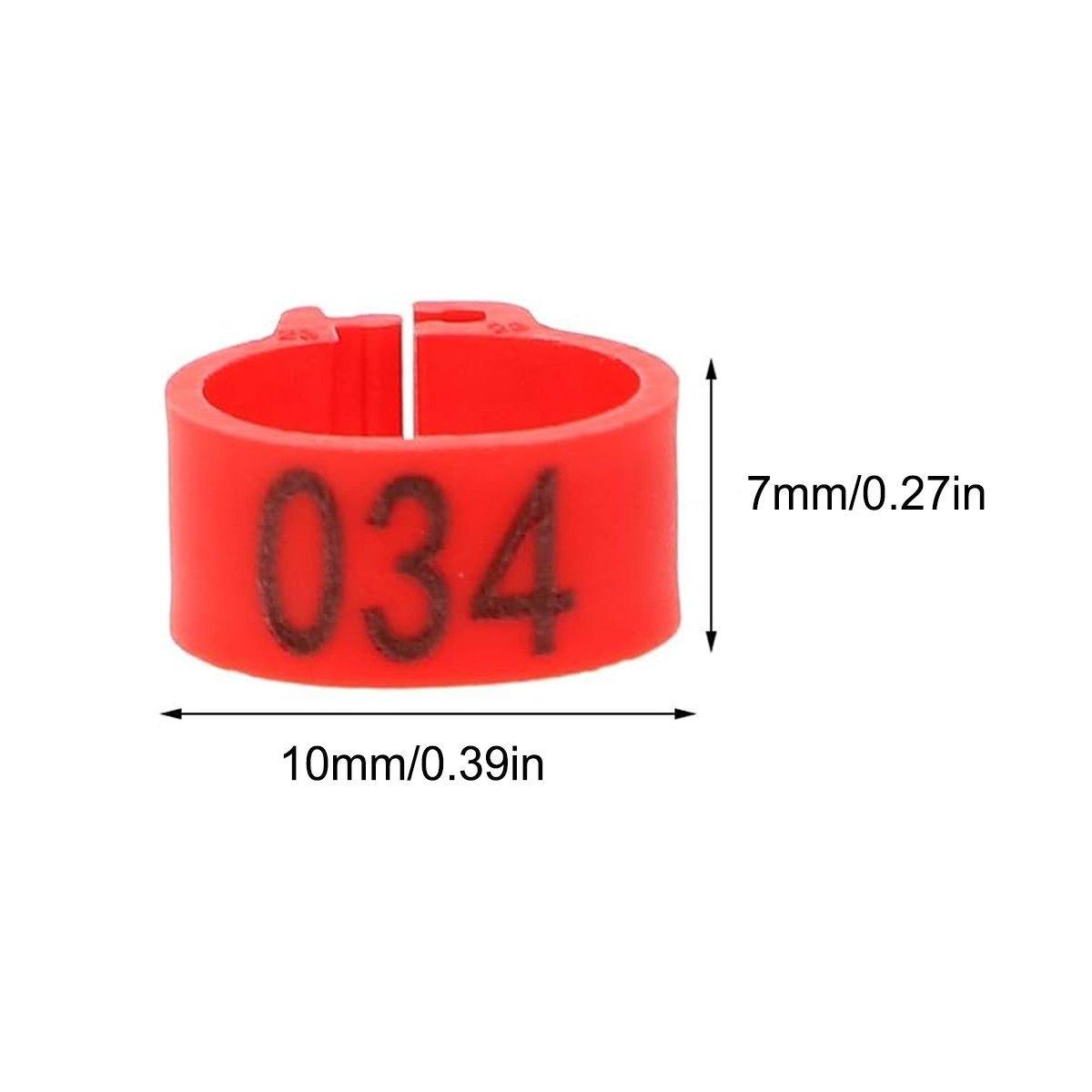 100X 001-100 Digital Numbered Bird Leg Band Rings Clip For Pigeon Parrot Poultry - Green