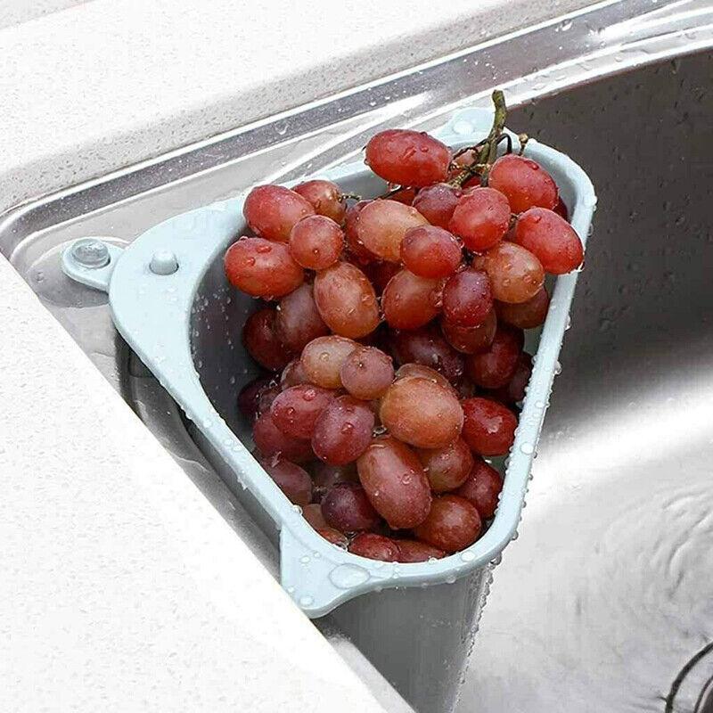 Triangle Sink Kitchen Storage Drain Basket Rack Shelf Holder Strainer Organizer - Grey