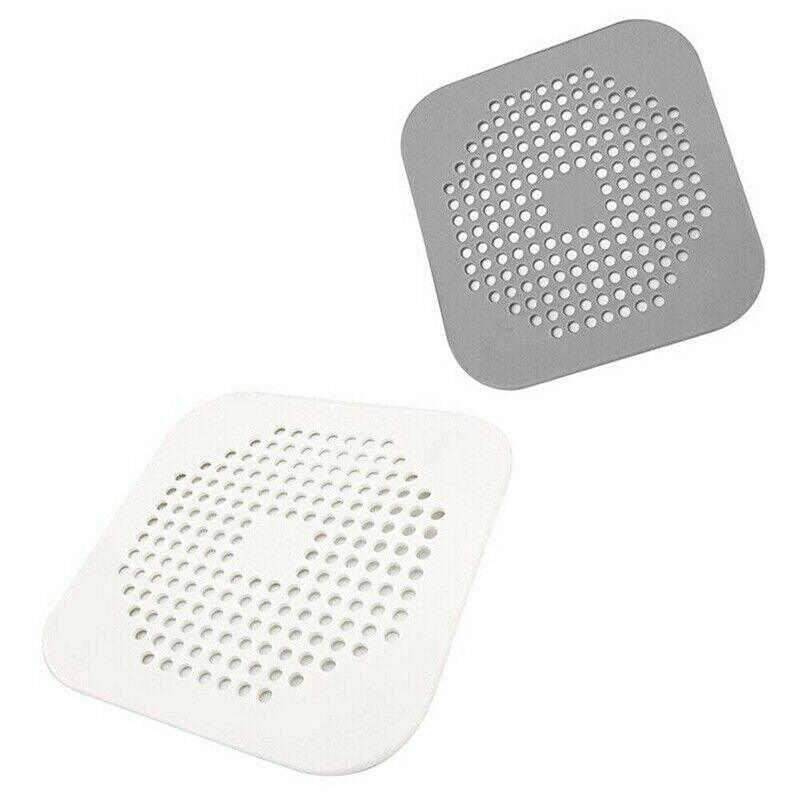 2Pc Square Drain Cover For Shower Drain Hair Catcher Flat Silicone Plug For Bath - 2PCS-White