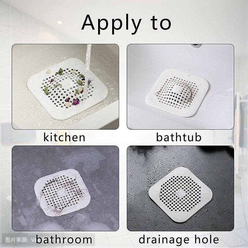 2Pc Square Drain Cover For Shower Drain Hair Catcher Flat Silicone Plug For Bath - 2PCS-White