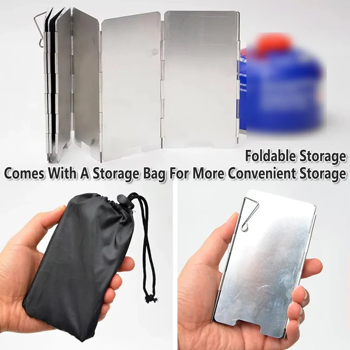 Camping Stove Wind Shield 9PC Foldable Wind Cover Silver Outdoor Portable Burner