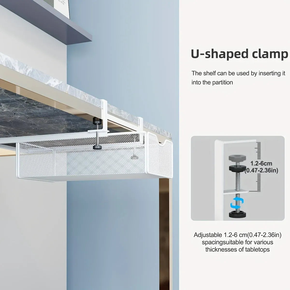 Office Desk Pull Out Hanging Basket Under Desk Storage Organizer for Stationery