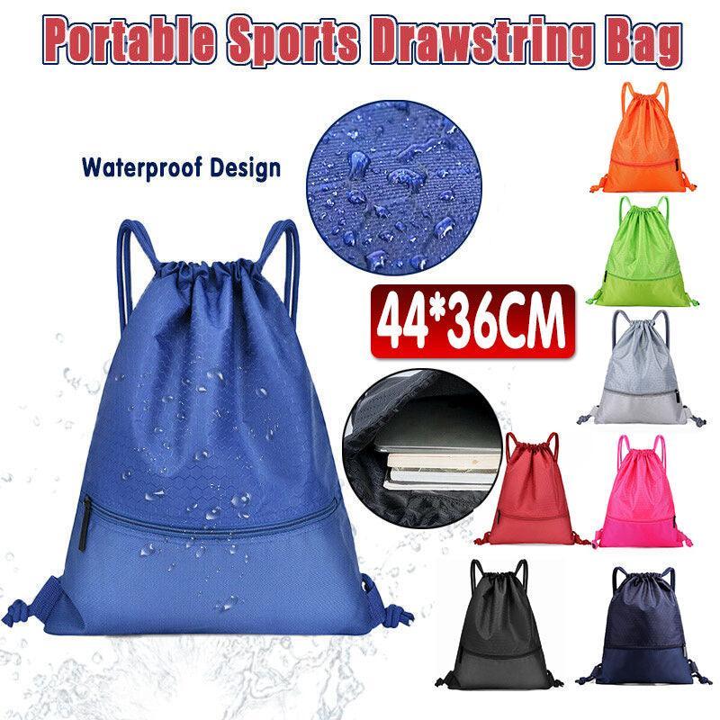 Backpack Sport Pack String Tote Gym Bag Cinch Sack School Drawstring Capacity - Orange
