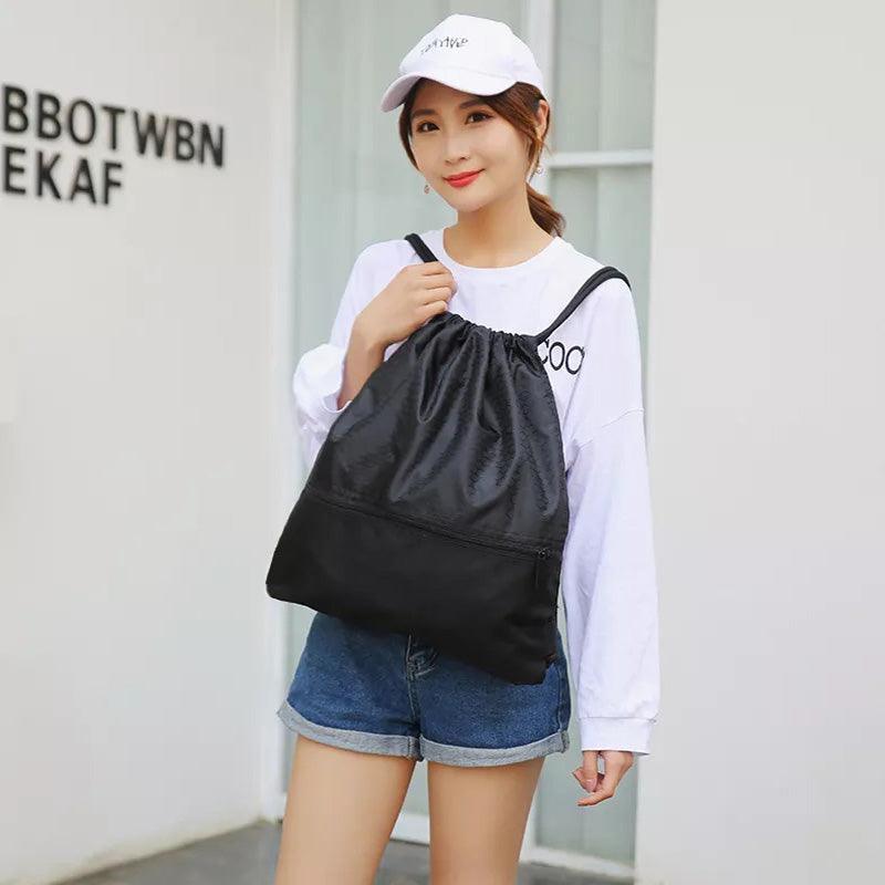 Backpack Sport Pack String Tote Gym Bag Cinch Sack School Drawstring Capacity - Orange