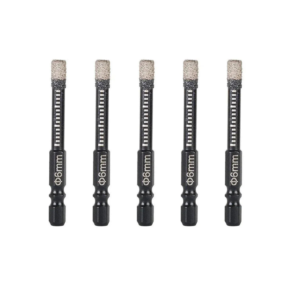 5Pcs Dry Diamond Core Drill Bit 6mm HoleSaw Cut Marble Tile Porcelain Granite