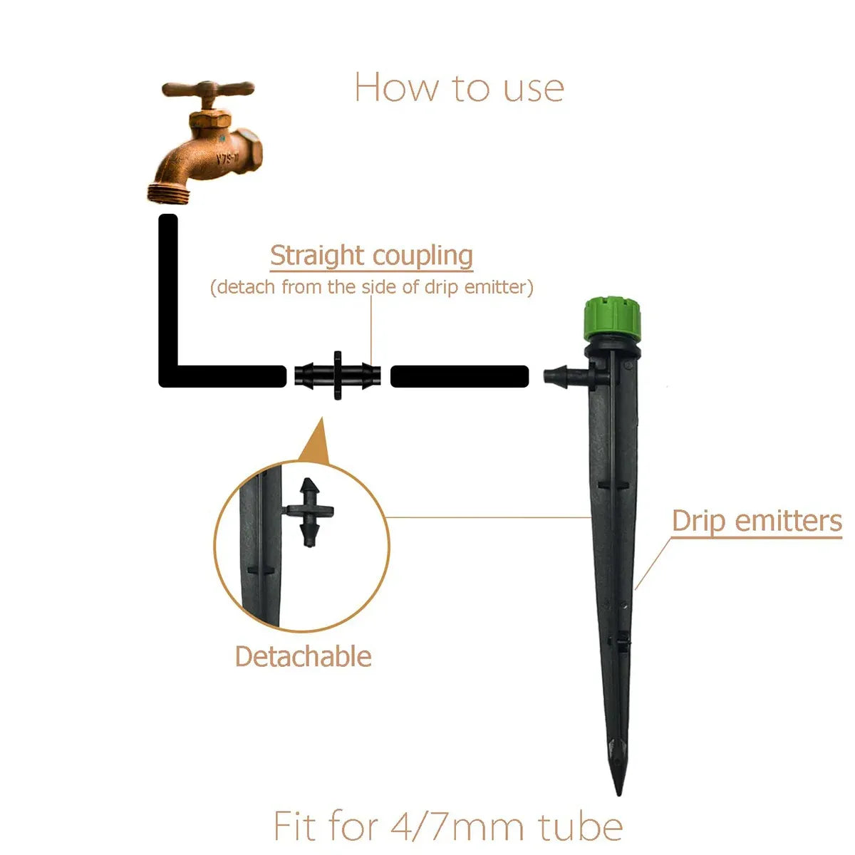 Adjustable Irrigation Misting Dripper 360-degree Sprinkler Drip Watering Tool - Black