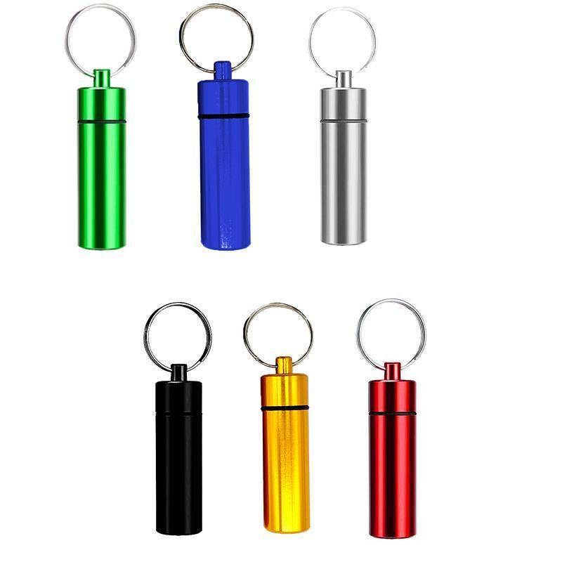 Aluminum Pill Box Case Bottle Cache Drug Holder Keychain Container Waterproof - Green