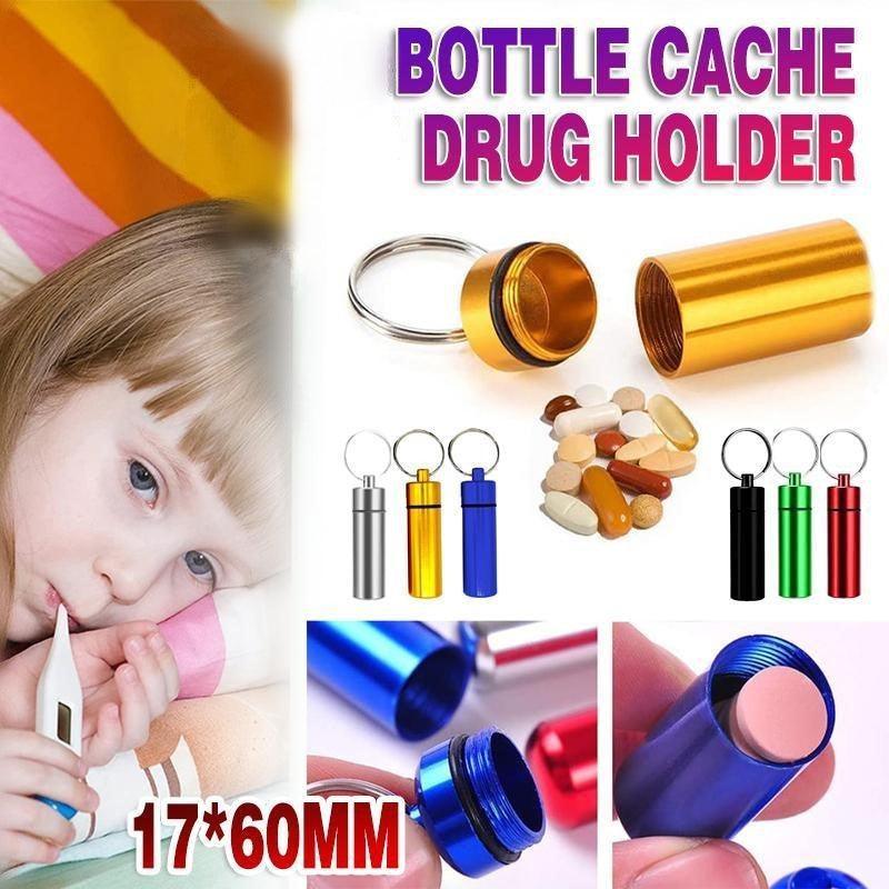 Aluminum Pill Box Case Bottle Cache Drug Holder Keychain Container Waterproof - Yellow