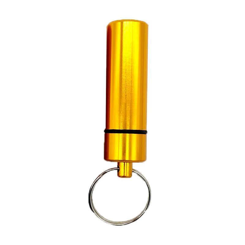 Aluminum Pill Box Case Bottle Cache Drug Holder Keychain Container Waterproof - Yellow