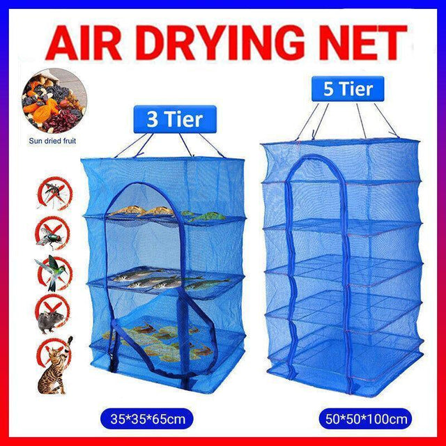 Air Dry Drying Net Vegetable Dehydrator Fruit Meat Fishing Jerky Food 5Tiers
