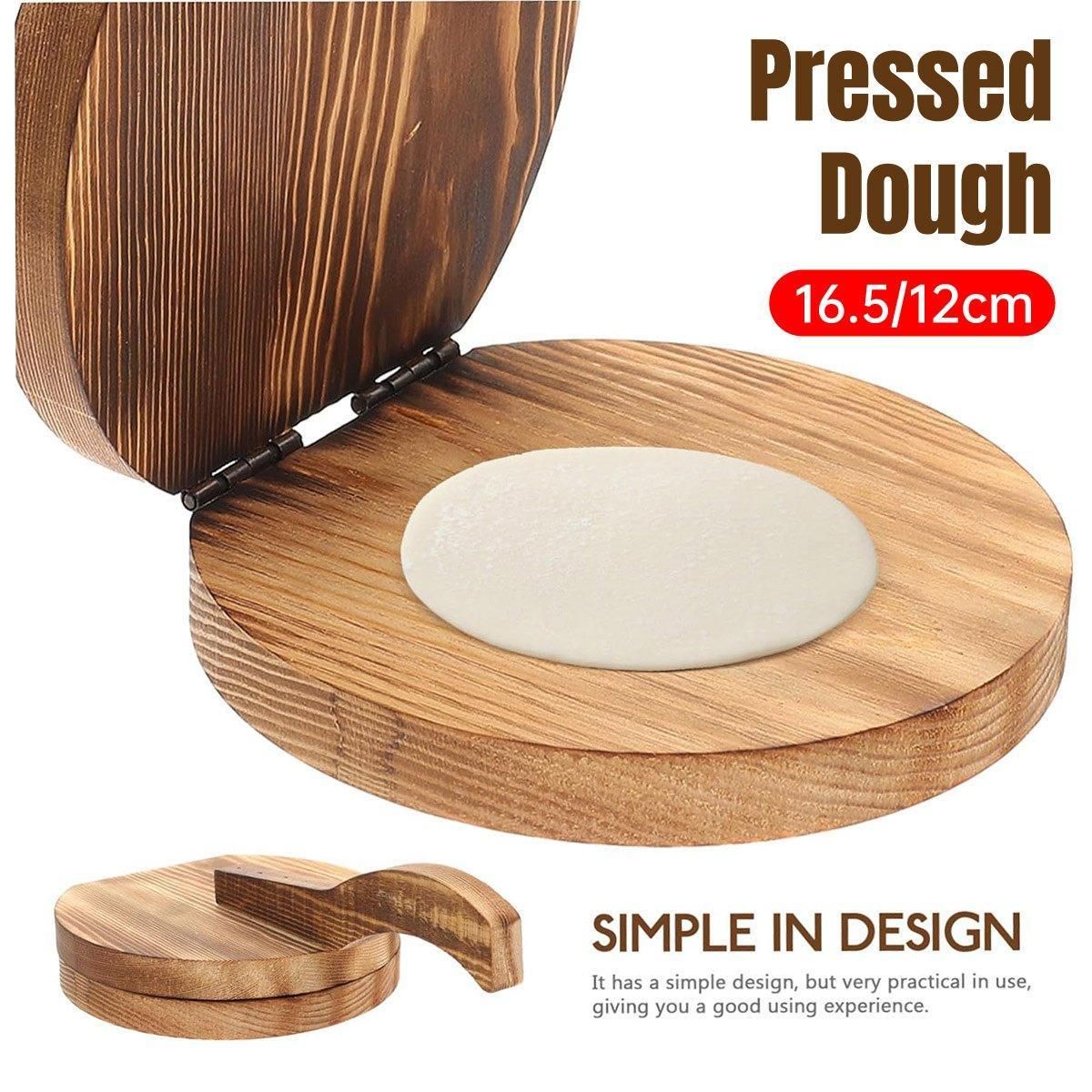 Wooden Dumpling Wrapper Maker Hand Press Dough Roller for Kitchen Cooking - 12CM