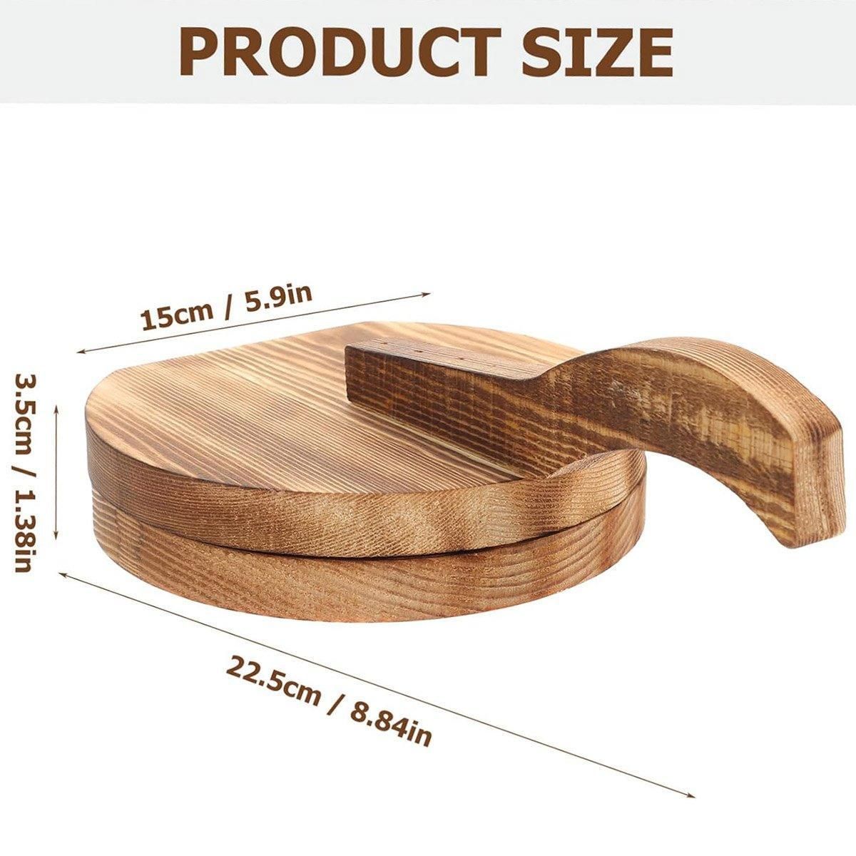 Wooden Dumpling Wrapper Maker Hand Press Dough Roller for Kitchen Cooking - 12CM