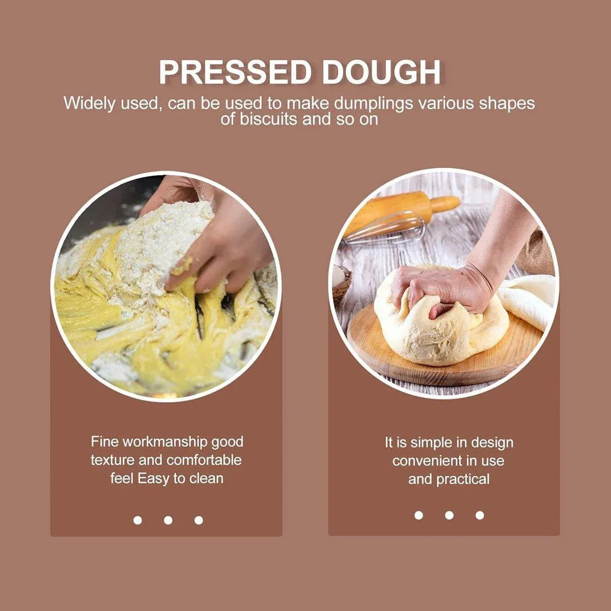 Wooden Dumpling Wrapper Maker Hand Press Dough Roller for Kitchen Cooking - 12CM