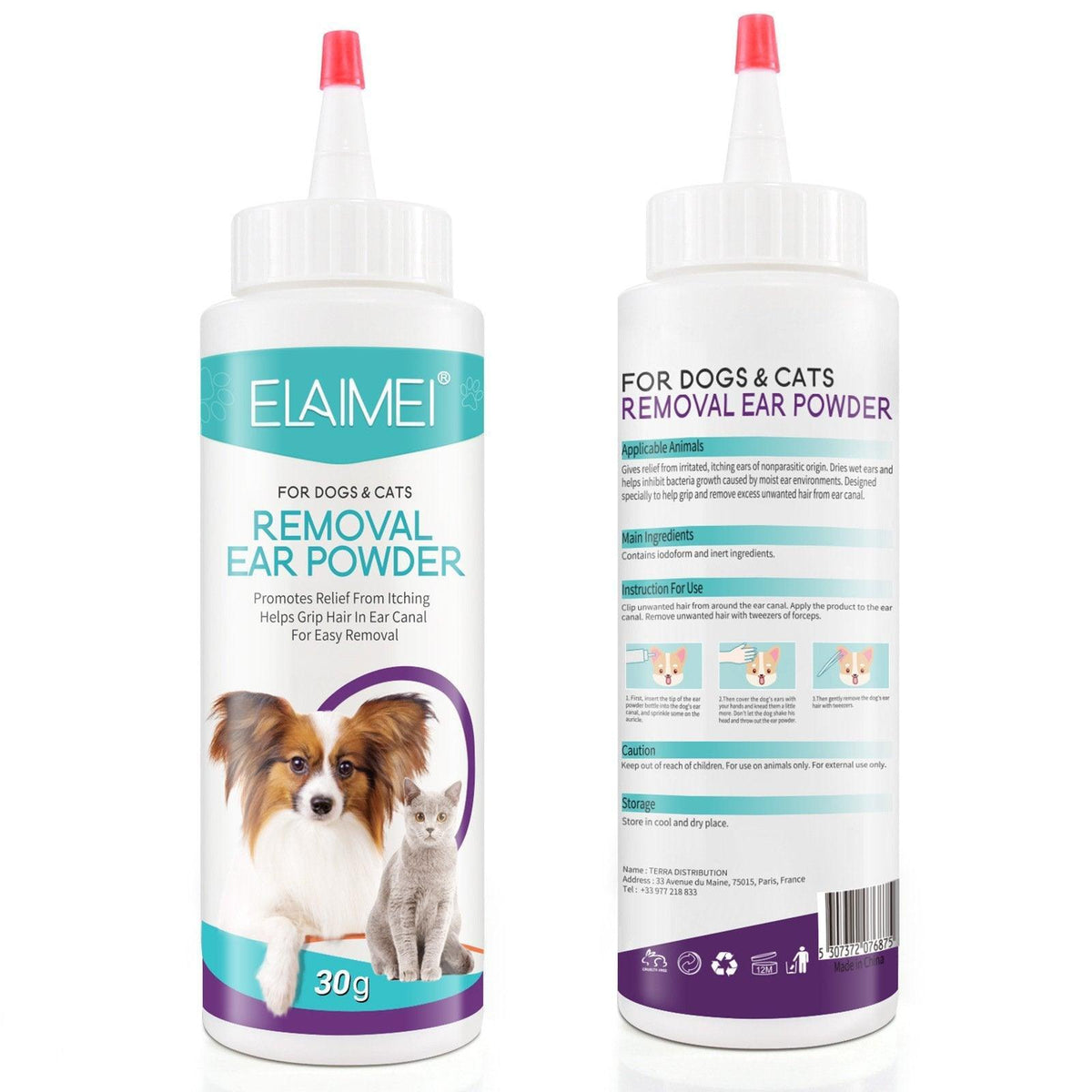 Pet Ear Cleaner Powder for Dogs Cats Grooming Odor Remover Fresh Ear Wash