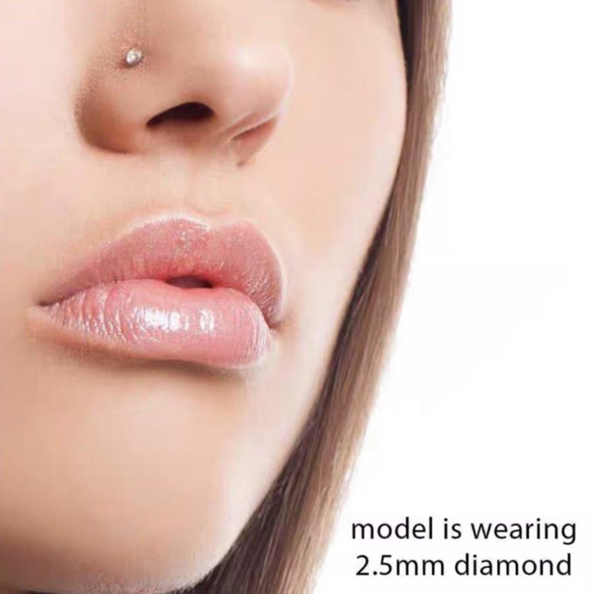 Stainless Steel Nosepiece with Gold Nose Stud Stylish Piercing Jewellery Women - L-Shaped Rod-2.5mm