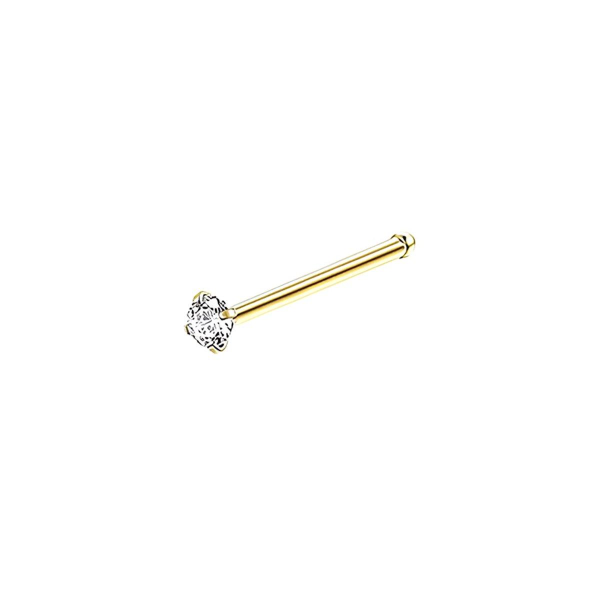 Stainless Steel Nosepiece with Gold Nose Stud Stylish Piercing Jewellery Women - S-Shaped Rod-2mm