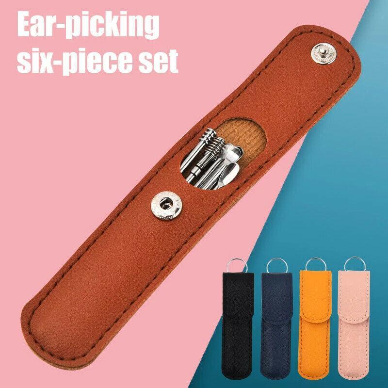 6Pcs Stainless Steel Ear Pick Curette Wax Cleaner Earpick Remover Earwax Removal - Blue