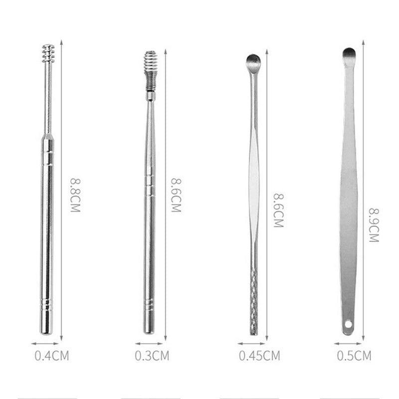 6Pcs Stainless Steel Ear Pick Curette Wax Cleaner Earpick Remover Earwax Removal - Blue