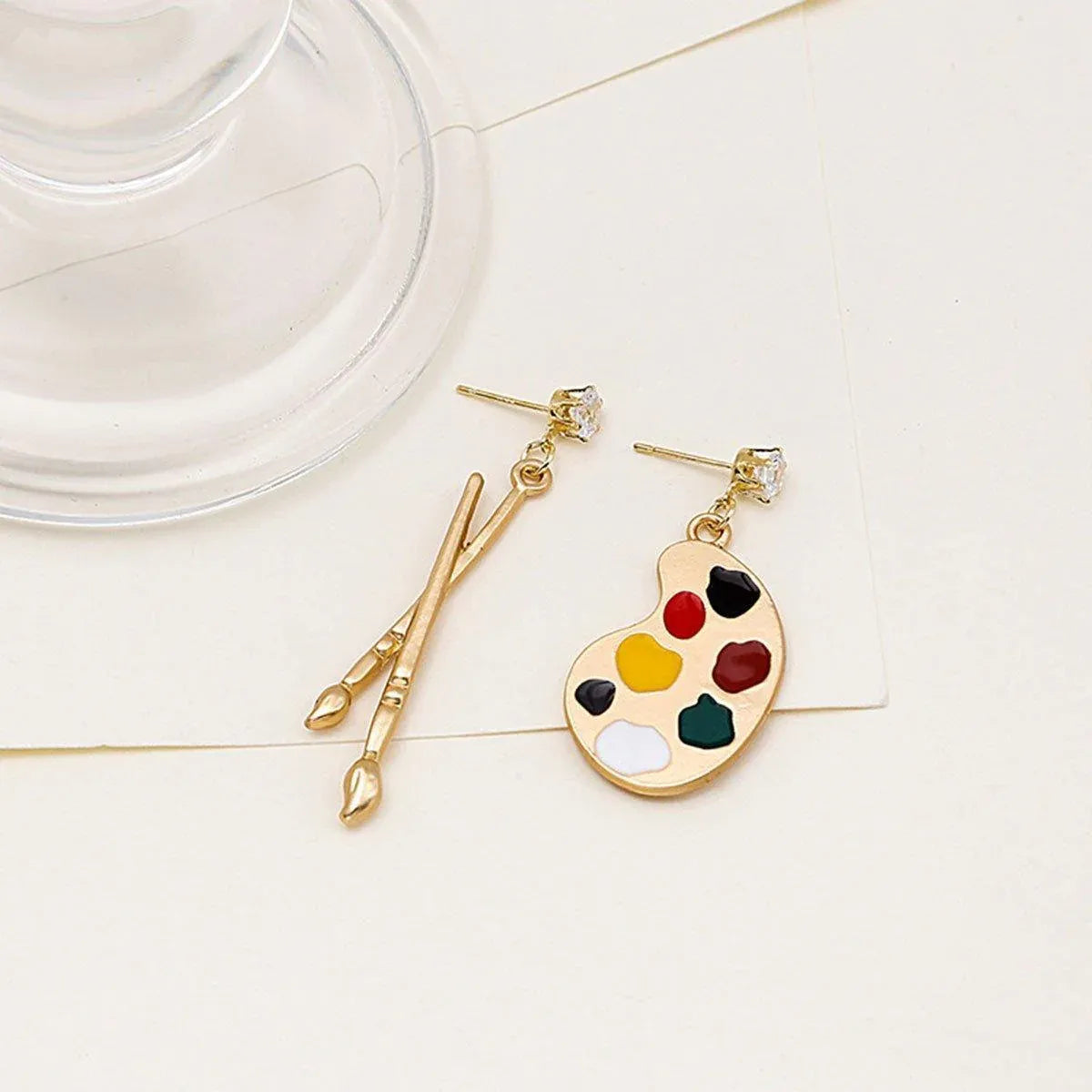 Artistic Asymmetric Earrings Brush and Drawing Board Design Creative Jewelry