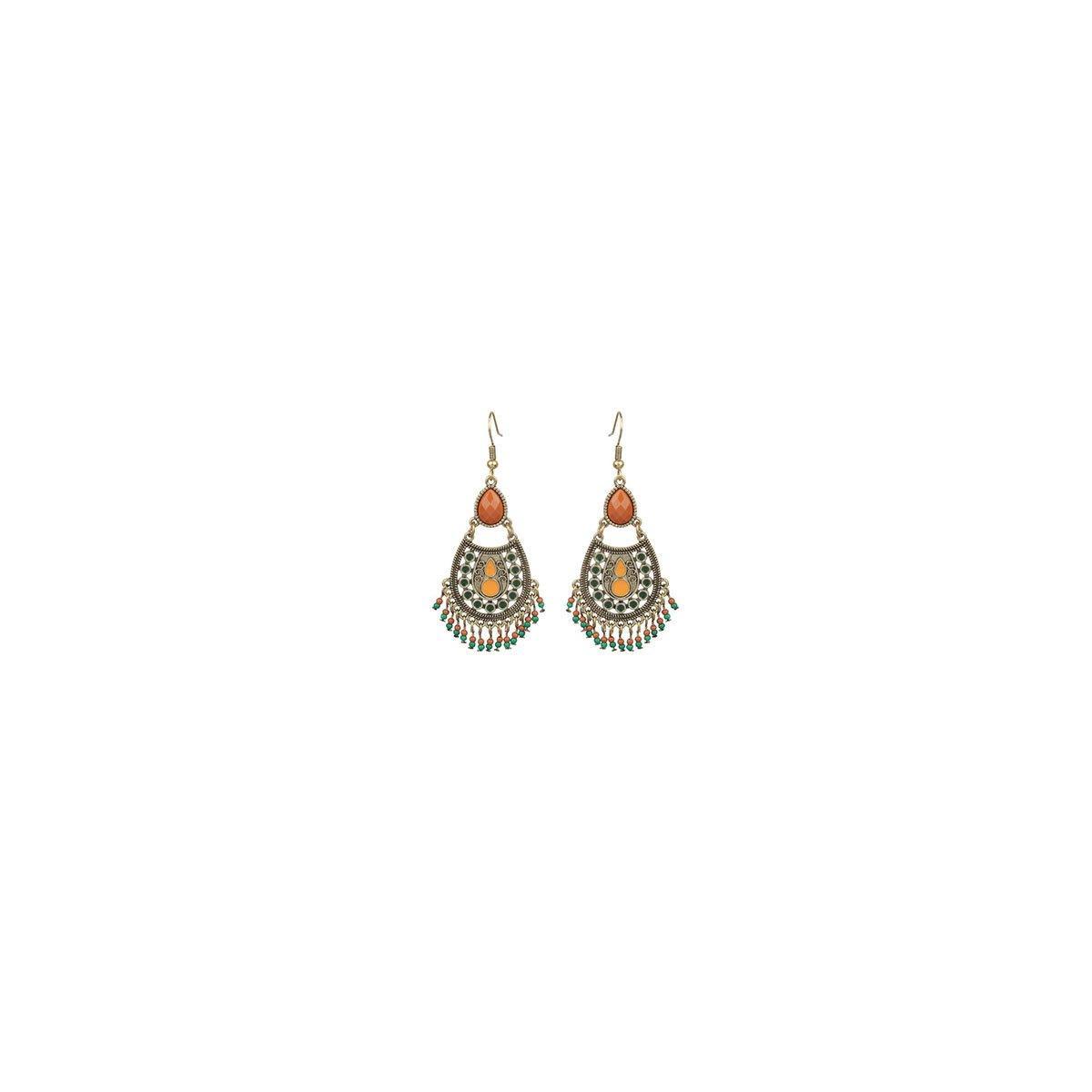 Retro Court Style Geometric Leaf Earrings Elegant Vintage Jewelry for Women Gift - 1