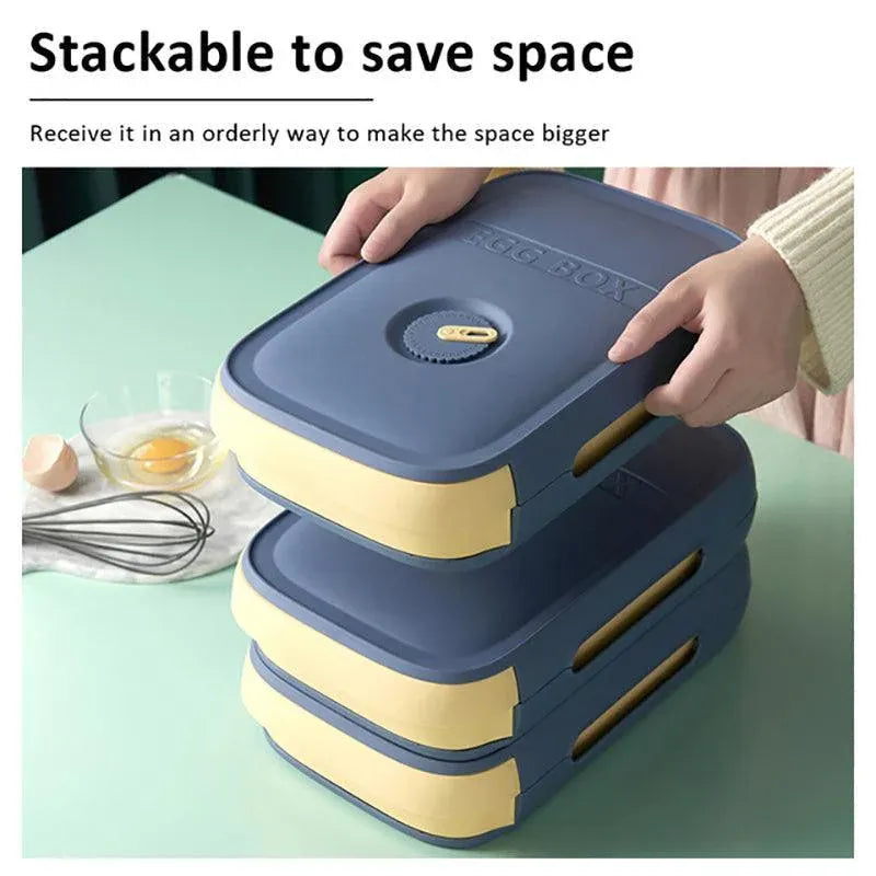 Drawer Type Eggs Tray Fruit Storage Box Kitchen Stacking Holder Food Blue