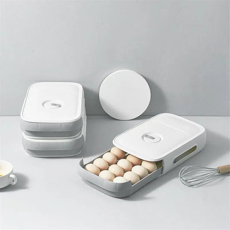 Drawer Type Eggs Tray Fruit Storage Box Kitchen Stacking Holder Food Blue