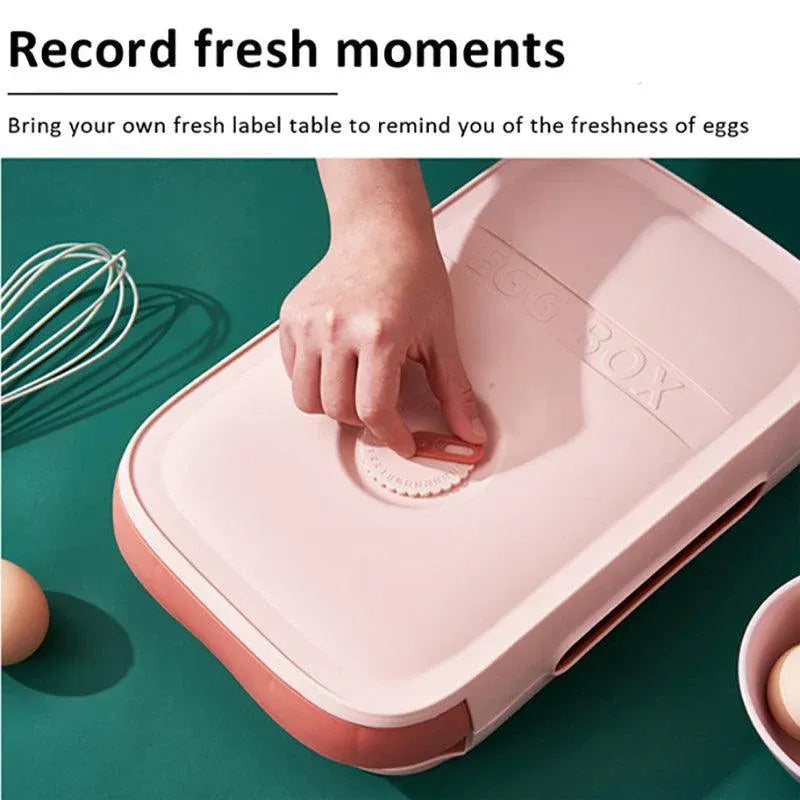 Drawer Type Eggs Tray Fruit Storage Box Kitchen Stacking Holder Food Pink