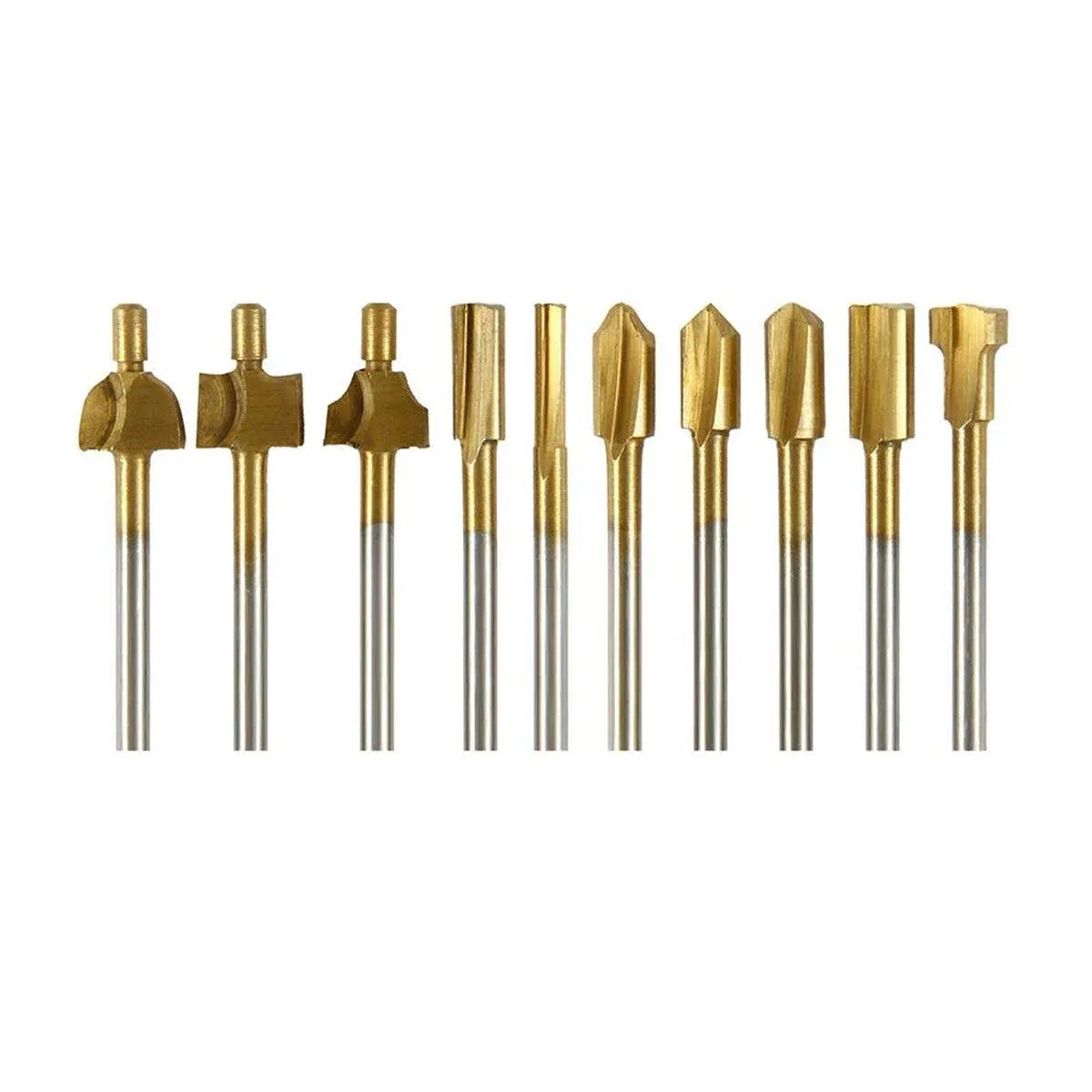 10Pcs/Set 3mm Titanium Mini HSS Router Bits Trimmer Shank For Rotary Tool