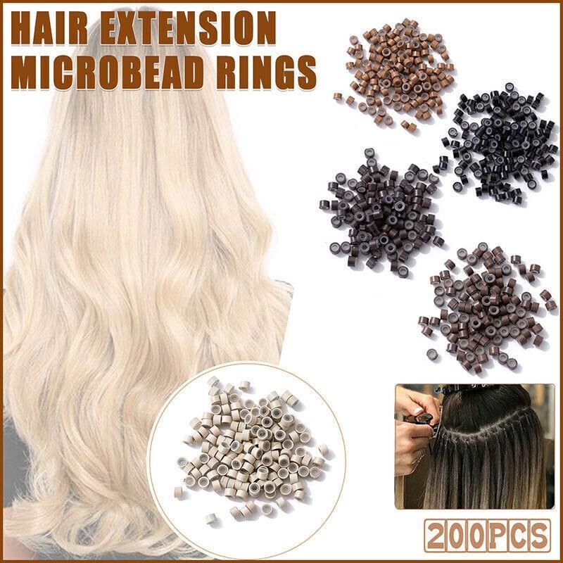 Hair Extension Micro Rings Beads 200 Silicone Lined Microbeads 5Mm X 3Mm Links