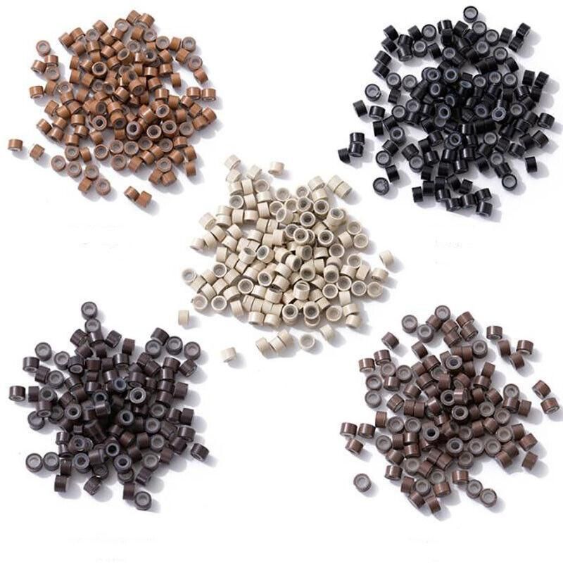 Hair Extension Micro Rings Beads 200 Silicone Lined Microbeads 5Mm X 3Mm Links